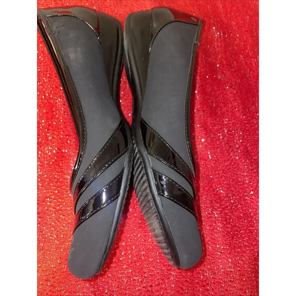 LifeStride Delight Black Low Wedge Slip On Flats Women Size 11M